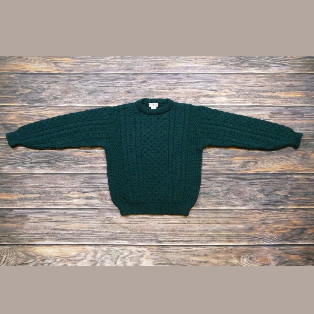 Vintage LL Bean Hand Knit Irish Made Sweater Med